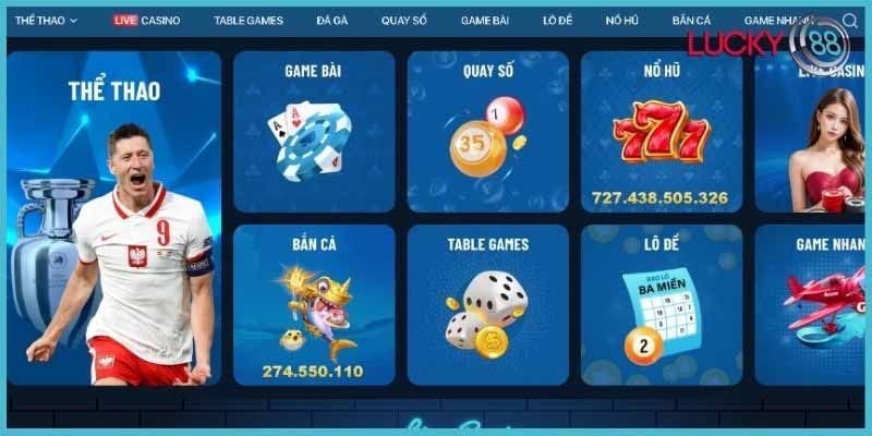 kho trò chơi tại Lucky88